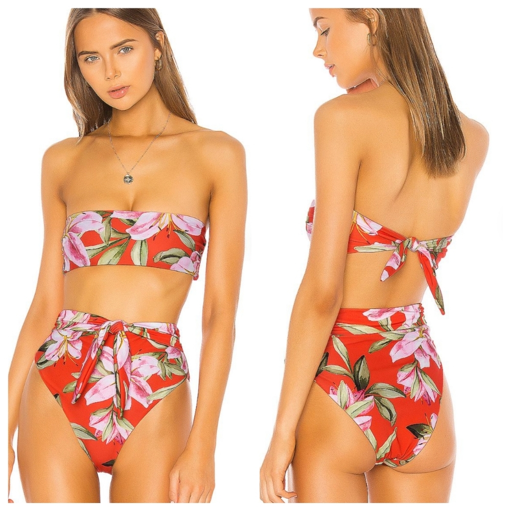 **NEW MARA HOFFMAN x REVOLVE Abigail Floral Bikini Set in Red Multi - Size Small